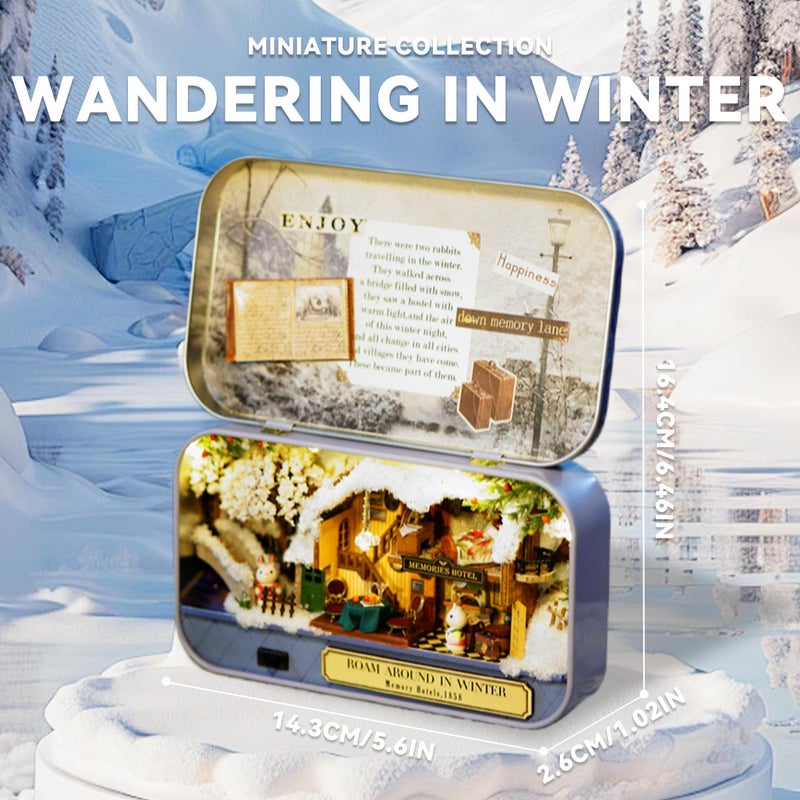 Flever Dollhouse Miniature DIY House Kit Creative Room with Furniture and Cover for Romantic Valentine's Gift(Roam Around in Winter) - Image 2